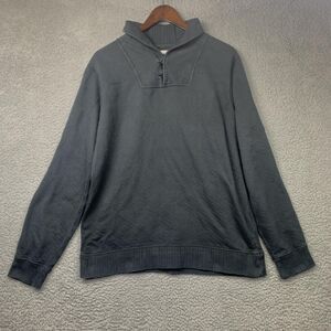 Billy Reid Sweater Mens Large Gray Shawl Collar Henley Pullover 100% Cotton